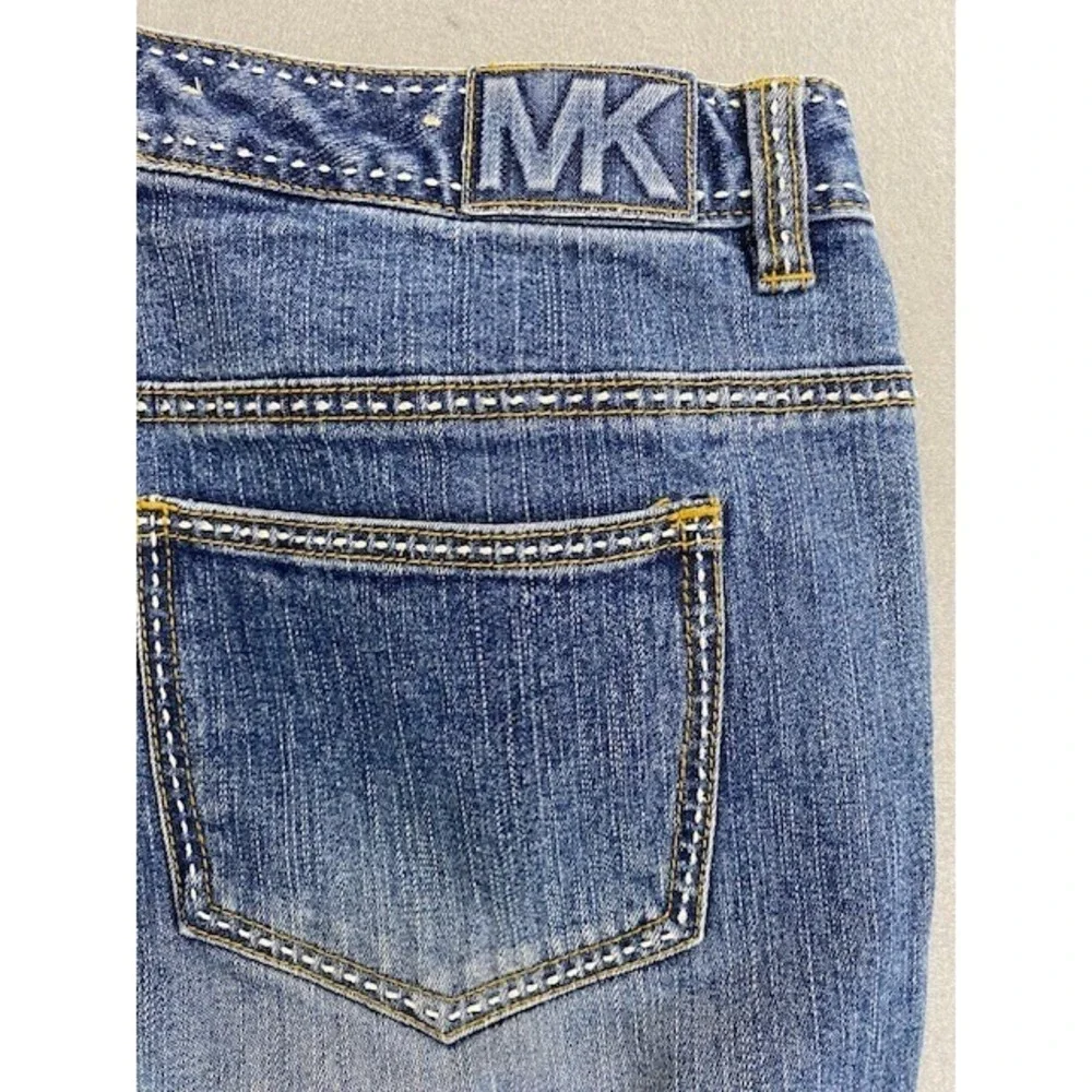 Michael Kors Womens Size 6/31 Blue Wash‎ Denim Bootcut Jeans Embellished Pockets